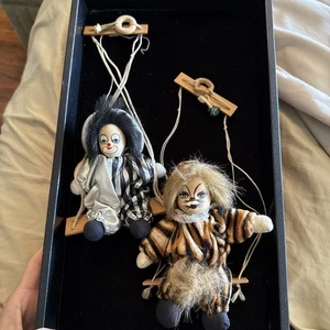 Vintage Clown dolls on Swing With Cat Face Doll 5" w swing 9"  Sand Filled 4003 - Picture 1 of 5