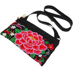 Embroidered Crossbody Bag Canvas Messenger Bags Women Travel Ethnic Style - Picture 1 of 12