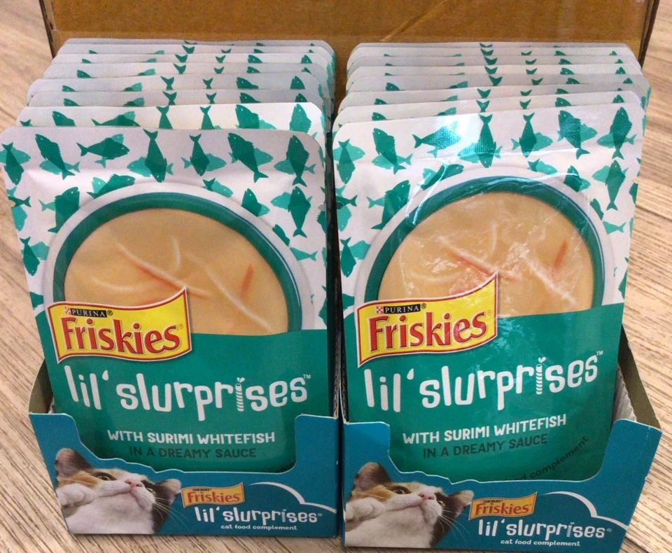 10 Purina Friskies Lil Slurprises Surimi Whitefish in Dreamy Sauce Cat Food