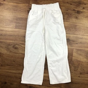 Women Sz S White Cotton Wide Leg Casual Pants  - Picture 1 of 7