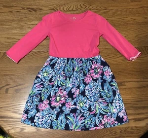 Lilly Pulitzer Pink Dress Girls Large 8-10  Fit Flare Knit - Picture 1 of 7