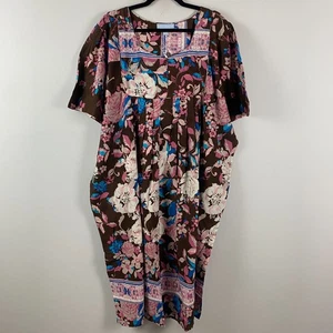 Only Necessities Midikleid mit Latzhose vorne Größe 3X braun geblümt kurzarm - Bild 1 von 10