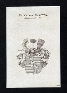 ca. 1820 Gärtner Gaertner Wappen Adel coat of arms Kupferstich antique print - Bild 1 von 1