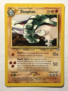 2000 Pokémon TCG Donphan #21/111 Neo Genesis Non Holo Rare Card Vintage WOTC MP - Picture 1 of 20