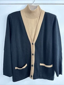 Vtg Mock Neck Black & Tan Y2K Mobwife Cardigan Set Size M NWT - Picture 1 of 8