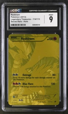CGC 9 MINT Reshiram Legendary Treasures 114/113 Secret Rare Holo Pokemon Card - Image 1 of 2