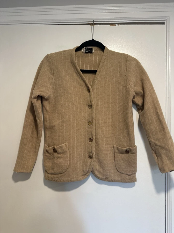 Vintage 40s Womens Dalton Turners Virgin Cashmere Brass Button Cardigan Sweater - Image 1 of 4