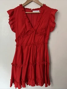 Vestido sin mangas Anthropologie Endless Rose rojo con volantes en capas talla M nuevo sin etiquetas Hi Lo Fun - Imagen 1 de 10