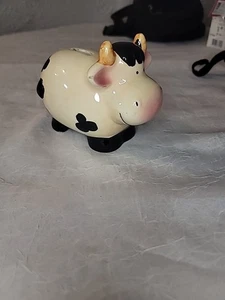 Vintage Ceramic Adorable Cow Piggy Bank - Picture 1 of 7