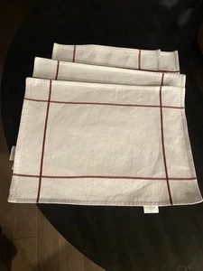 Pampered Chef Red-Striped Windowpane White Cotton Placemat Set Of 4 - Picture 1 of 3