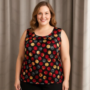 Le Suit Separates Womans Black, Red, Gray, Yellow Sleeveless Blouse Size 2X - Picture 1 of 11