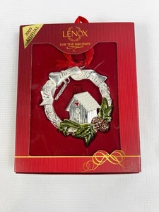 2009 Lenox Holiday Ornament Bless This Home Birdhouse Silver Plate Enamel Pretty - Picture 1 of 2
