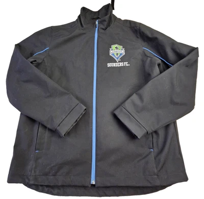Seattle Sounders Embroidered GIII Carl Banks Jacket Full Zip Men's Large Black - Image 1 of 4