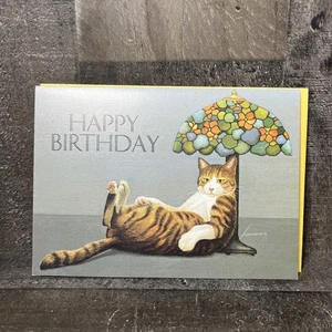 Vintage 2000 Cat With Yellow Eyes R. A .Lang Birthday greeting card - Picture 1 of 4