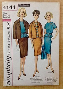 Vintage 1950s 1960s SIMPLICITY Sewing Pattern 4141 Jacket Skirt Overblouse B36 - Picture 1 of 3