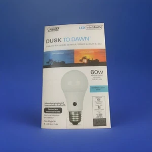 DUSK-DAWN E26 BULB BASE, A19 SHAPE OUTDOOR BULB TYPE A COLOR DAYLIGHT (60 W/8.8) - Picture 1 of 3