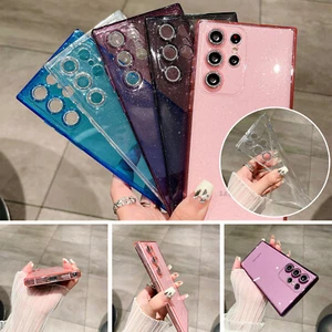 For Samsung S24 S23 S22 S21 A15 A35 A55 Bling Diamond Lens Soft TPU Clear Case - Picture 1 of 14
