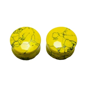 Yellow Turquoise Crystal Hexagonal Cut Naga Body Jewelry Gauges Size 8g-2-1/8" - Picture 1 of 6