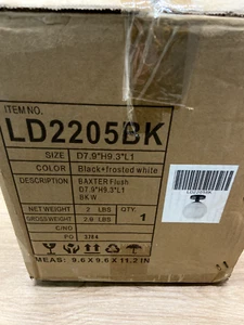 Elegant Lighting LD2205BK Baxter 8" Wide Semi-Flush Globe ,Black/Frosted White - Picture 1 of 2