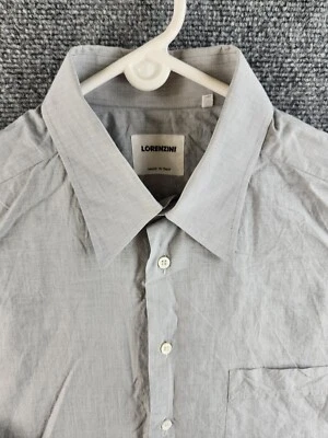 Camisa Lorenzini Hecha en Italia para Hombres 16.5 P Gris Manga Larga Con Botones 100% Algodón Foto 1 de 4