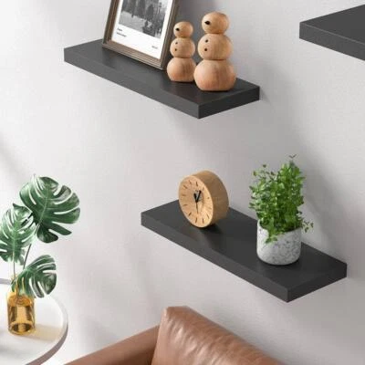 Unbranded Floating Decorative Wall Shelf 15 in. W x 6.7 in. D Black (Set of 3) - Image 1 of 4