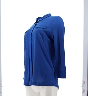 Lands' End Women's Petite 3/4 Slv Drop Slv Button Down Shirt Navy PS NWOT (88) - Image 1 of 4