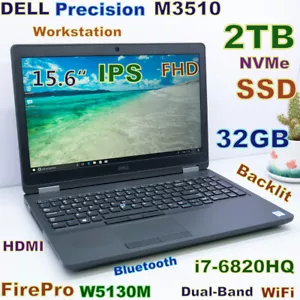 Workstation DELL Precision M3510 i7-6820HQ 2TB SSD 32GB 15.6" IPS W5130M + DOCK - Picture 1 of 12