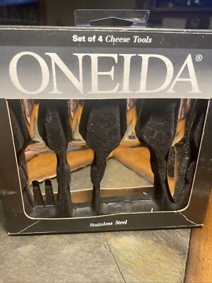 ONEIDA Ltd. HERRAMIENTAS DE QUESO DE ACERO INOXIDABLE 4 piezas JUEGO MANGO BULBOSO ALTO PULIDO Foto 1 de 4