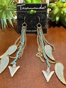 NWT Taramanda Arrow and Wings Dangle Pierced Earrings - Picture 1 of 5