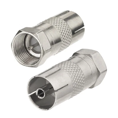 2x Bingfu Satellite Coax Adapter F-Type Male to Female RF TV Aerial Connector - Image 1 of 4