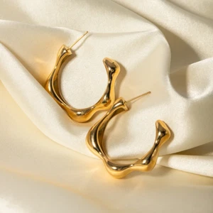 Women Earrings Geometric Plating Gold Stainless Steel Earrings - Picture 1 of 10