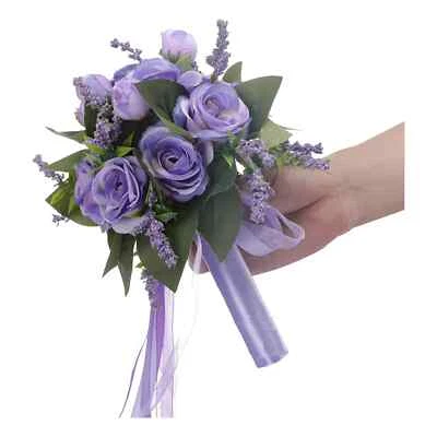 Royal Purple Wedding Bouquet for Bride Artificial Flower Bridal Bouquet - Image 1 of 4