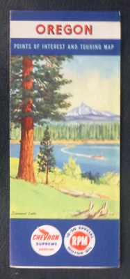 1954 Oregon road map Chevron oil gas Diamond Lake cover - Image 1 of 4
