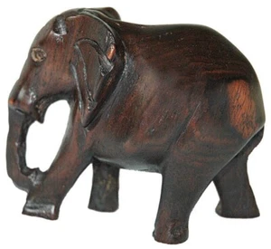 Beautiful Hand Carved African Elephants in Ebony Wood (S). Free shipping! - Picture 1 of 1