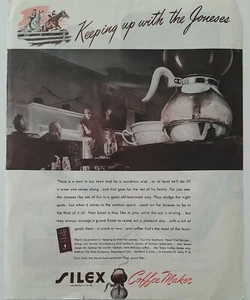 Cafetera Silex 1946 cafetera manteniéndose al día con el anuncio vintage de los Joneses - Imagen 1 de 1