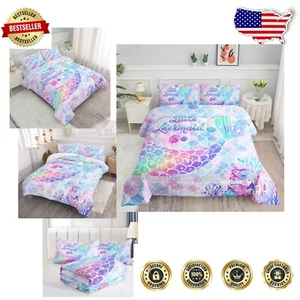Soft Polyester Mermaid Comforter Set with Pillowcases - Kid's Dream Bedding - Picture 1 of 6