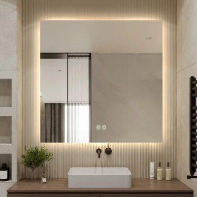 Square Frameless LED Mirror 80 x 80 Backlit Straight Corner - image 1 of 4