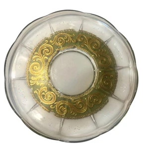 Plato de vidrio Culver de colección MCM plato para servir 11,25" redondo oro verde - Imagen 1 de 5