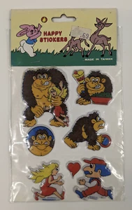 New Vintage Donkey Kong Mario Puffy Stickers 7 Different Stickers - Picture 1 of 7