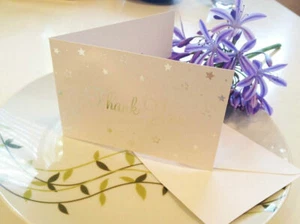 100xSilver Star Thank You Card AUSTRALIA MADE Debossing Shine Wedding Bomboniere - Picture 1 of 2