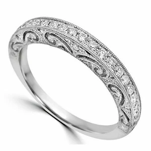 Vintage 0,35 ct runder Moissanit Sterlingsilber Ehering Ring für Damen - Bild 1 von 14