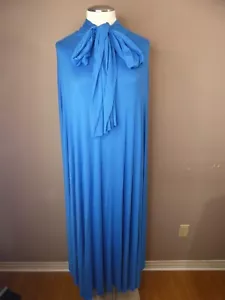 Rachel Pally Women's S Maxi Poncho Cape Oversized Tie Neck Blue Modal Blend - Picture 1 of 13