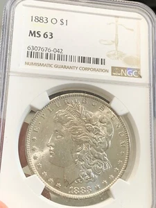 1883-O NGC MS63 Morgan Silver Dollar, Silver Lustrous Mint State 1 Dollar Coin - Bild 1 von 2