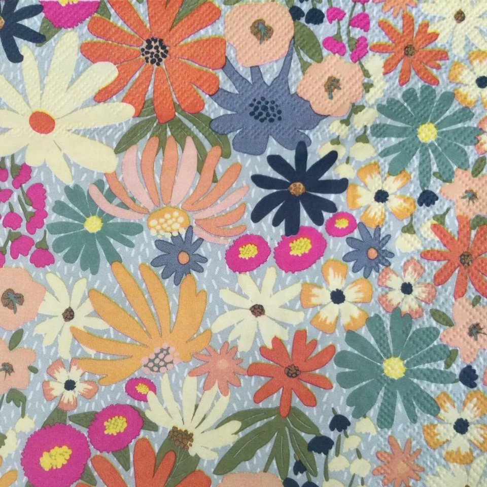 PAPER NAPKINS / SERVIETTES PK20 DAISY FLOWERS MIX MULTI COLOURS 3 PLY - image 1 of 2