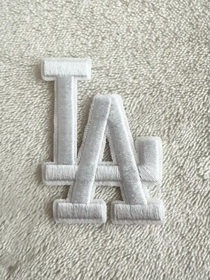 MINI Los Angeles Dodgers L.A. Letters White Jersey Patch Iron on - Image 1 of 2