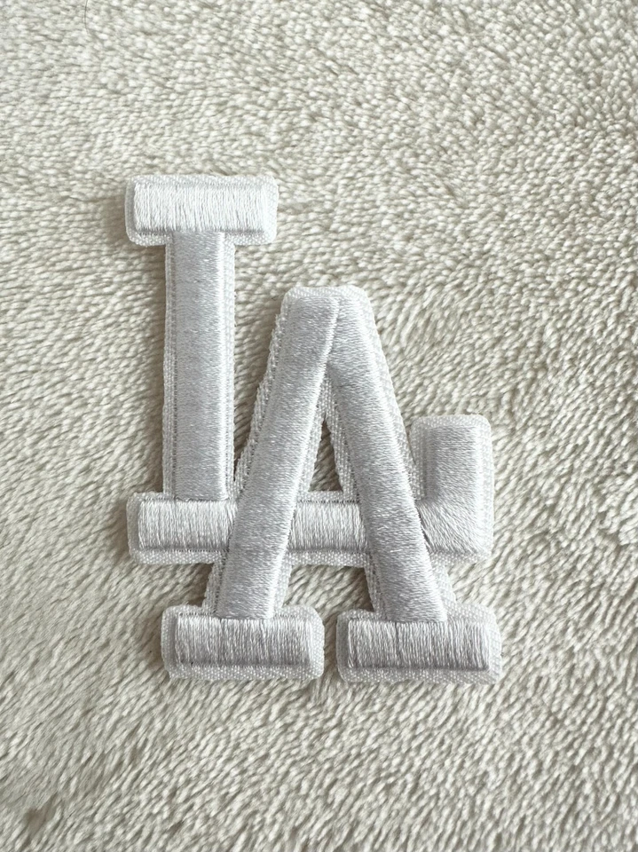 MINI Los Angeles Dodgers L.A. Letters White Jersey Patch Iron on - Image 1 of 2