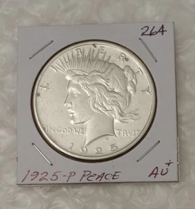 USA $1 Dollar~  Peace Dollar~  Silver Coin~  1925~ *AU+ - Picture 1 of 6
