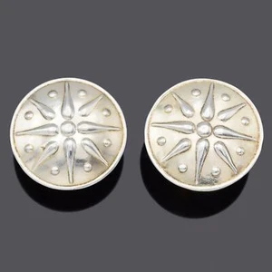 Vintage Zolotas 950 Sterling Silver Greek Vergina Sun Star Clip On Earrings - Picture 1 of 5