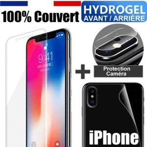Film Hydrogel + Protège Caméra iPhone 16 15 14 SE 13 12 Mini 11 Pro Max X 8 7 - Photo 1 sur 14