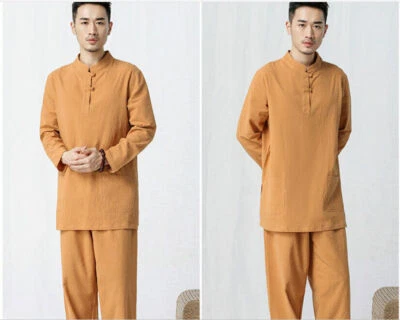 Mens Kung Fu Sets Taichi Tang Suits Cotton Linen Shirts+Pants Yoga Martial Arts - Image 1 of 4